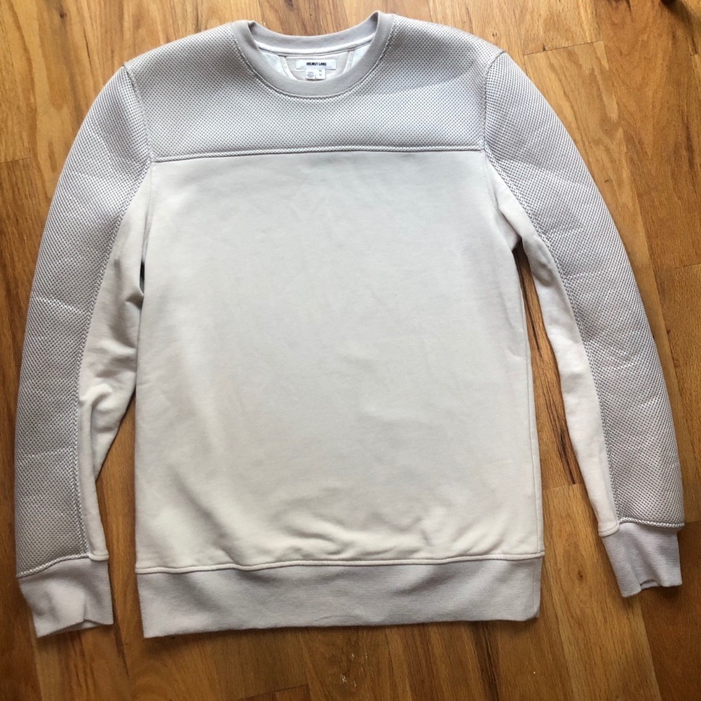 Helmut Lang Bonded Mesh Combo Pullover in Fog